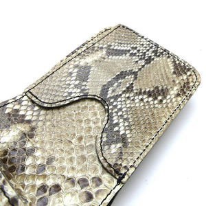 126タイプ ショート二つ折り 横型コイン パイソン全貼り＜熟成革＞