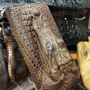 両マチFRF財布 L字スリム 頭付ワニ