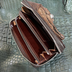 両マチFRF財布 L字スリム 頭付ワニ