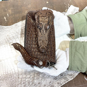 両マチFRF財布 L字スリム 頭付ワニ